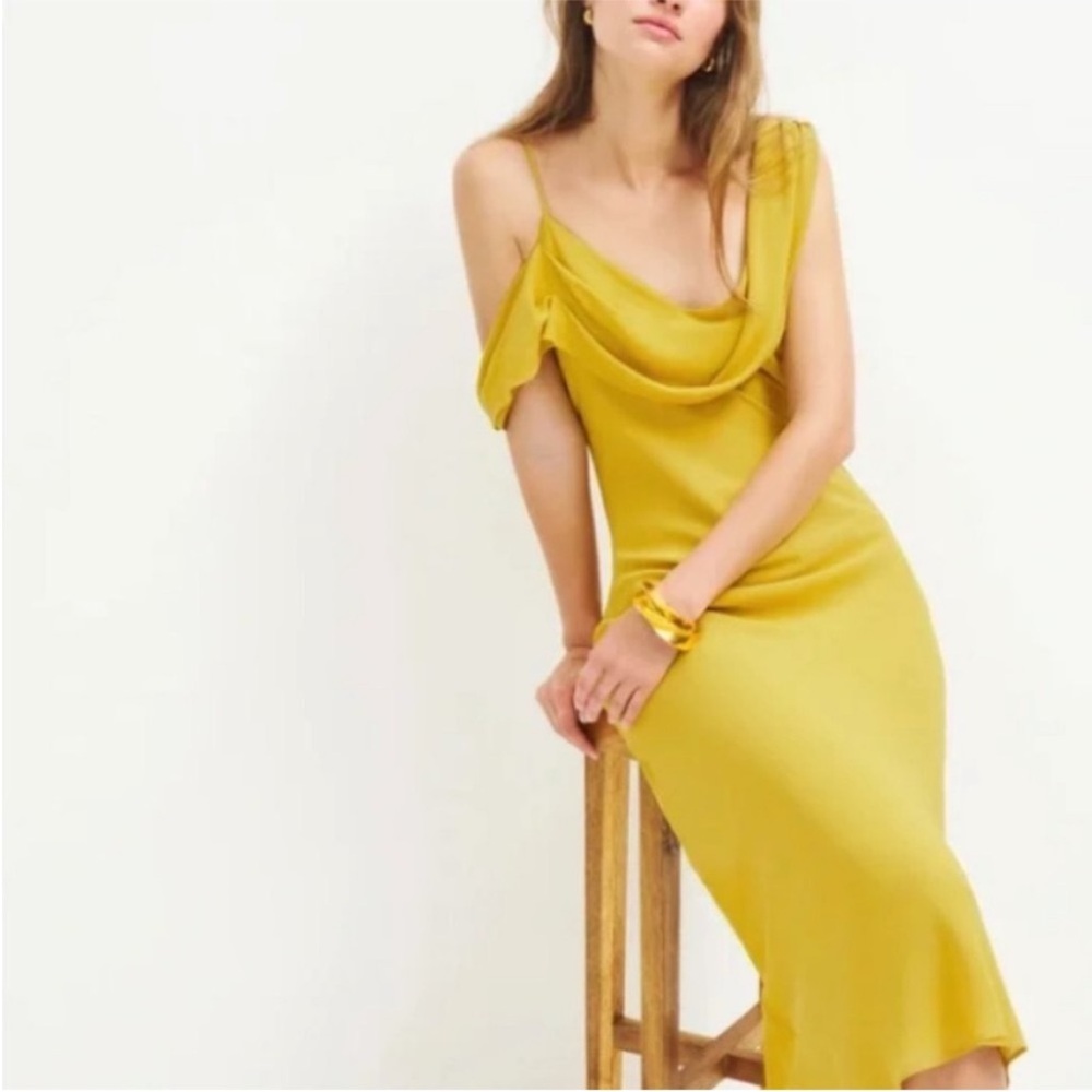 Reformation Reya Dress in Turmeric